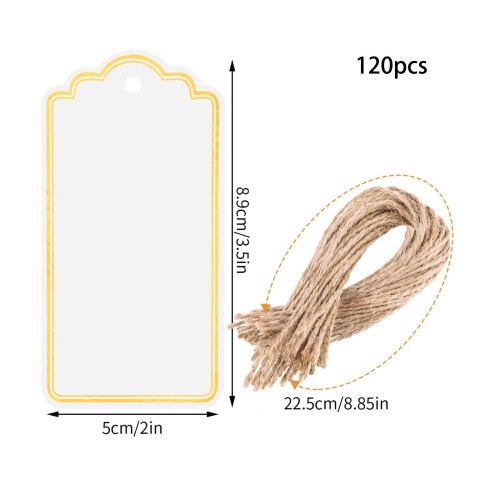 120 PCS Writable Blank Tags, 3.5x2inch Gift Tags With String, Large Marking Hang Tags for All Occasions 1