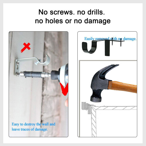 No-Drill Curtain Rod Brackets, 2 Pack 1