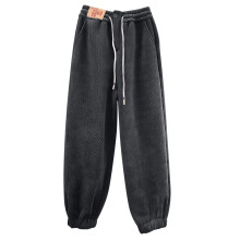 Dame vinterfleece natbukser snøre i taljen ankel blød varm loungewear velour S-4XL flere farver tilgængelige mørkegrå