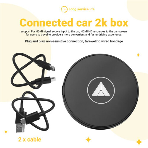 HD2CP Pro Wireless CarPlay AI Box for Android Auto Box 2K HD -Compatible Input Carplay/for Android Atuo Box 2