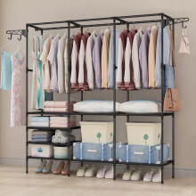 Black Double Row Clothes Rack Heavy Duty Storage Clothes Rail