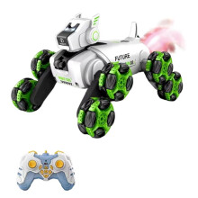 RC Stunt Dog Remote Control Robot Intelligent Mechanical Spray Dog Mode Music 360 Rotation Drift Kid Toy Gifts White