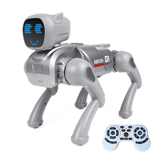 2.4G Intelligent RC Robot Mechanical Dog Voice Dialogue Cute Expression Light APP Remote Control Programming Toy Gray