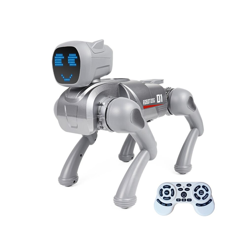 2.4G Intelligent Rc Robot Mechanical Dog Voice Dialogue Cute Expression Light App Remote Control Programming Toy Gray 6134130690429