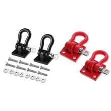 4 Pcs Trailer Towing Buckle Tow Hooks Metal Climbing Trailer Shackles for 1/10 RC Car Truck Climbing Car Black & Red