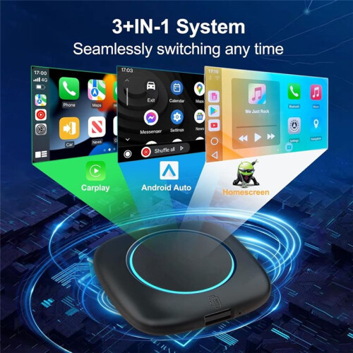 8 Core [4+64G] Wireless Carplay AI Box Android Auto Adapter,  Android 13 Plug & 2