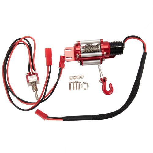 Wired Automatic Simulated Winch with Winch CH3 3 Ways Control  Panel Receiver Cable,for 1/10 RC Crawler Car 2