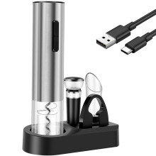 Electric Wine Opener Set with Vacuum Preserver and Foil Cutter, Cordless Battery Operated 2 in 1