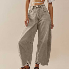 Baggy-Jeans mit weitem Bein, mittelhoher Bund, verkürzter Schnitt, Taschen, Vintage-Boyfriend-Stil, nur für kurze Zeit erhältlich