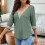Damen-Rippstrickpullover mit V-Ausschnitt und Knöpfen, Army-Farbe 8