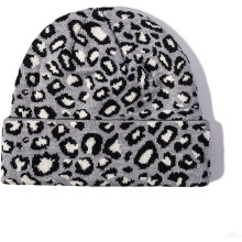 Kvinder Mænd Vinterhuer Leopardprint Cuffed Beanie Dobbelt Lag Tyk Strikket Blød Varm Slouchy Kranie Skihue