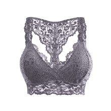 Kanten halterbeha voor dames – Ongevoerd, zonder beugel, crop top met V-hals, ook geschikt voor grote maten.