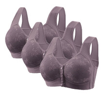 3er-Pack Daisy-BHs für reifere Damen, kabellos, mit Vorderverschluss, Push-up-Effekt, bequem, für jeden Tag und zum Schlafen.
