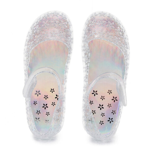 Pantoufles tendance pour filles, bout fermé, semelle rigide, style princesse, blanches, 6-7 ans 1