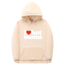 Men's Hoodie Pullover with 'I LOVE HOT MOMS' Print, S-3XL