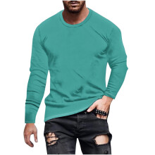 Fashionable Men's Solid Color Long Sleeved Round Neck Casual And Comfortable Top