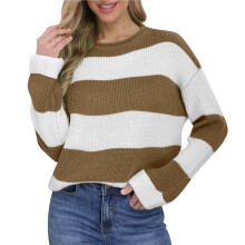 Pulover acrilic cu dungi color block pentru femei, mărime 100%