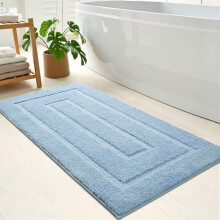 Tappeto da bagno in microfibra azzurro chiaro 24x48 pollici, morbido, assorbente e antiscivolo, lavabile, compatibile con doccia/vasca