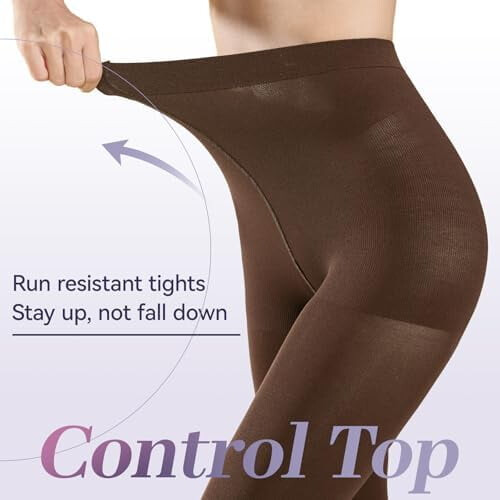 Run Resistant Control Top Panty Hose Opaque Tights 2