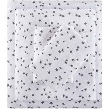 Juego de sábanas de franela 100% algodón, tamaño Queen, color gris con estrellas.