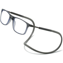 Ochelari de citit cu punte magnetică, conectați frontal, lentilă clară sau albastră, pentru bărbați și femei, în jurul gâtului, agățați