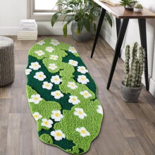 Tapete de banheiro com estampa floral verde, 60 x 152 cm, antiderrapante, lavável, estilo boho chic moderno – ideal para banheiro, cozinha, quarto