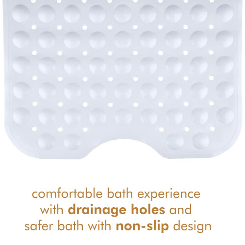 Tapete de banho antiderrapante com ventosas, branco, 100x40cm (40x16 polegadas), extra longo. 2