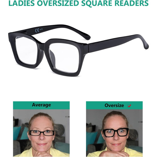 Set van 4 damesleesbrillen - Extra groot vierkant model voor vrouwen 2