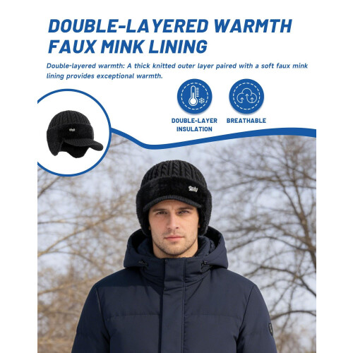 Gorro de malha ColdShield Trapper para homens 2