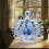 Sculpture décorative de paon blanc et bleu pour salon 2