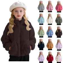 Casaco de lã polar para bebês e crianças pequenas, jaquetas com capuz de lã polar, casaco infantil com zíper, moletom infantil.