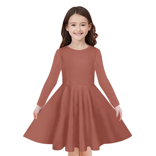 Langärmeliges, schlichtes Swingkleid 2