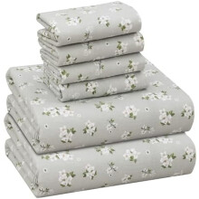 Flanellbettwäsche-Set (6-teilig, Queen-Size), 100 % doppelt gebürstete Baumwolle, 40 cm tiefe Taschen, Ganzjahresbettwäsche, extra weich,