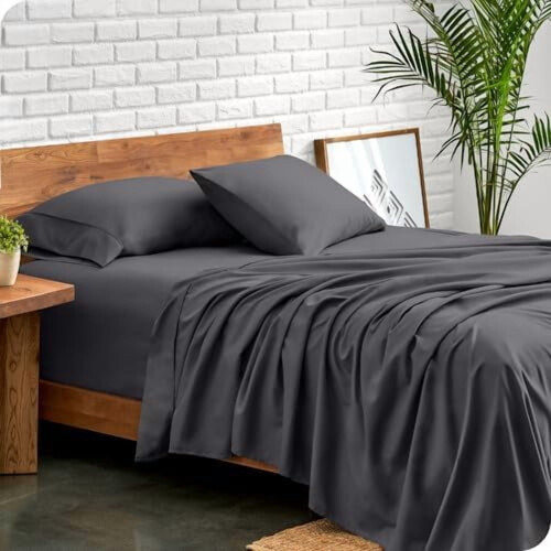 Σετ σεντόνια Queen Microfiber 1800TC 4 τεμαχίων από σφυρήλατο σίδηρο γκρι 1