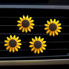 HEVIRGO 2 Stück Lufterfrischer für Lüftungsschlitze, 3 cm, hübsche Sonnenblumen, kompakte Duftclips aus Kunstharz für die Autoinnenausstattung