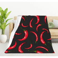 Flísová deka s pálivými chilli papričkami, ultra měkká, útulná, kvetoucí, dekorativní flanelová deka, celoroční použití, na domácí
