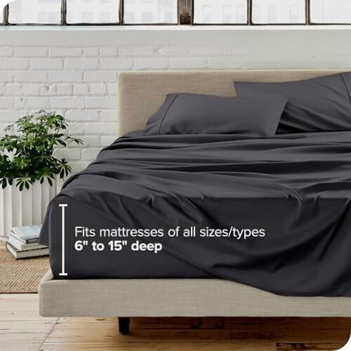 Σετ σεντόνια Queen Microfiber 1800TC 4 τεμαχίων από σφυρήλατο σίδηρο γκρι 2