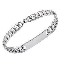 3-delige herenarmband met spiegelende roestvrijstalen schakels, geschikt als feestsieraad of cadeau, zilverkleurig