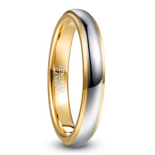 NUNCAD 4 mm Wolframringe für Damen und Herren, Gold/Silber, zweifarbige Eheringe, Stufenkanten, Komfortpassform, Größen 5-12