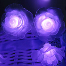 Blumen-Lichterkette, batteriebetrieben, 4 m, 40 LEDs, Rosenblüten-Lichterkette mit 2 Beleuchtungsmodi, Blumen-Weihnachtsbeleuchtung für drinnen und