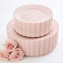 100 stuks roze plastic borden met geschulpte rand – 50 dinerborden + 50 dessertborden, stevig en wegwerpbaar, voor bruiloften, feesten en