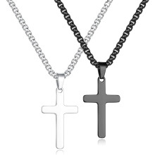 Collana con croce per uomo - 2 o 3 pezzi, collana con ciondolo a croce in acciaio inossidabile argento, nero e oro per uomo, donna e ragazzi,