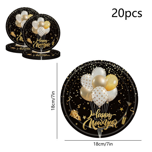 20 τεμάχια μαύρα & χρυσά οβάλ χάρτινα πιάτα (7" & 9") – Είδη μιας χρήσης για την 2