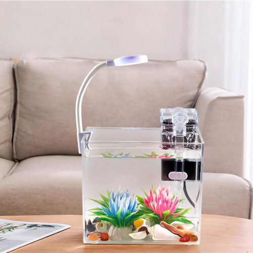 Fish Tanks,93% Light Transmittance Beta Fish Aquariums,Smooth Mirror Edges Beta Fish Tank,Size2 2