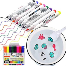 Wassermalstifte mit 12 Farben, inklusive Keramiklöffel, abwischbarem Whiteboard-Marker und schwimmenden Wassermalstiften zum Zeichnenlernen