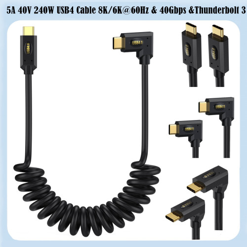 Ανασυρόμενο καλώδιο USB4Type-C, μεταφορά δεδομένων Thunderbolt 40Gbps και καλώδιο γρήγορης