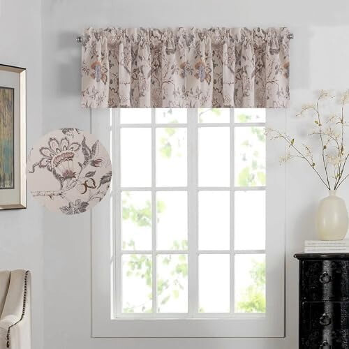 Cortina blackout com estampa floral marrom sálvia 52x18 polegadas 1