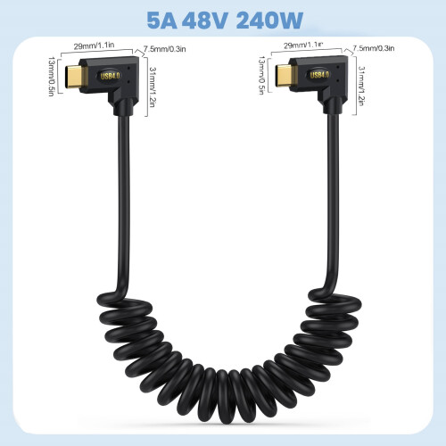 Ανασυρόμενο καλώδιο USB4Type-C, μεταφορά δεδομένων Thunderbolt 40Gbps και καλώδιο γρήγορης 1