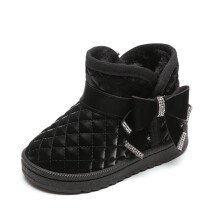 Bottes de neige pour enfants avec nœud décoratif, chaudes, imperméables et antidérapantes, doublées en polaire, pour petites filles, coloris uni.
