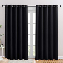 Mørkleggingsgardiner, varmeisolerte maljegardiner til kafé (sett med 2, 70"x84", svart)